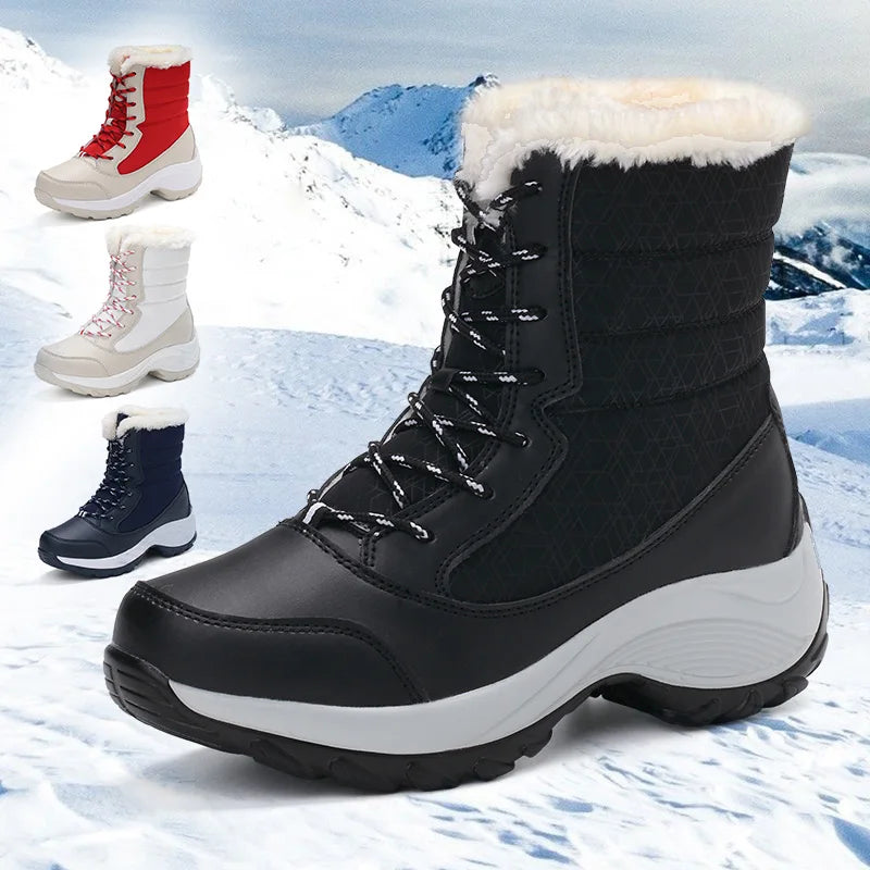 AZGB Women's Waterproof Snow Boots – Chunky Platform Ankle Women's Snow Boots Axl