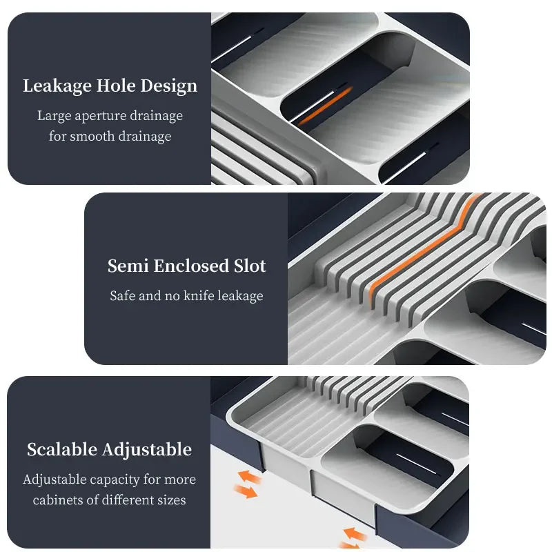 Expandable Silverware Drawer Organizer with Knife Holder Cutlery Drawer Organizer Axl
