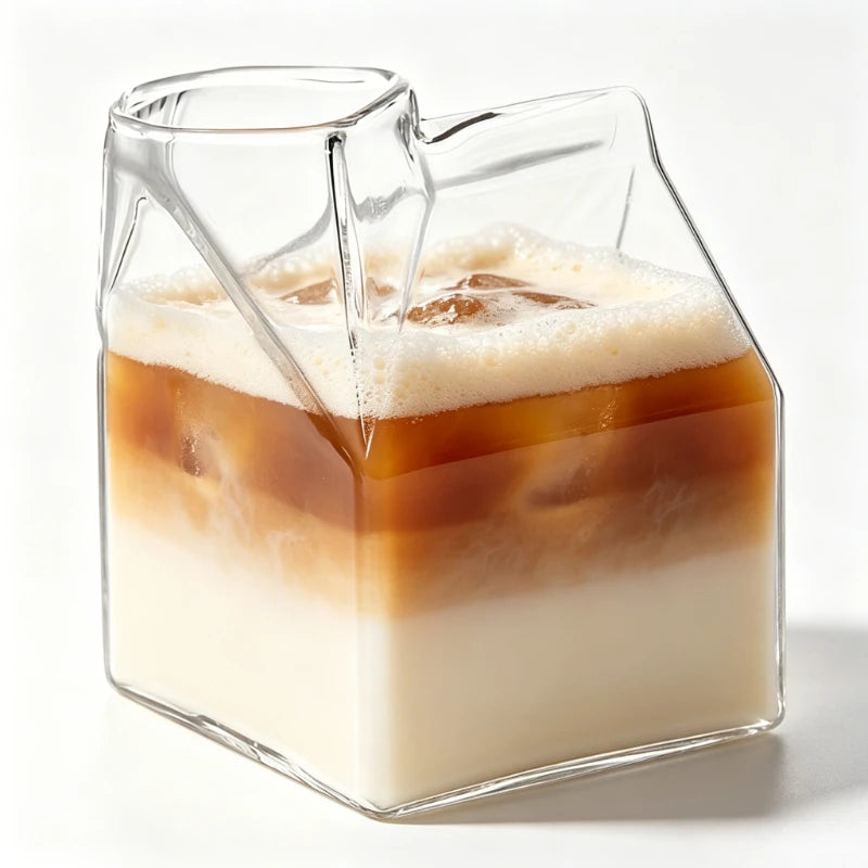 KEMORELA Milk Box Glass Cup – Novelty Transparent Drinkware Novelty Glass Cup Axl 1PCS 250ML