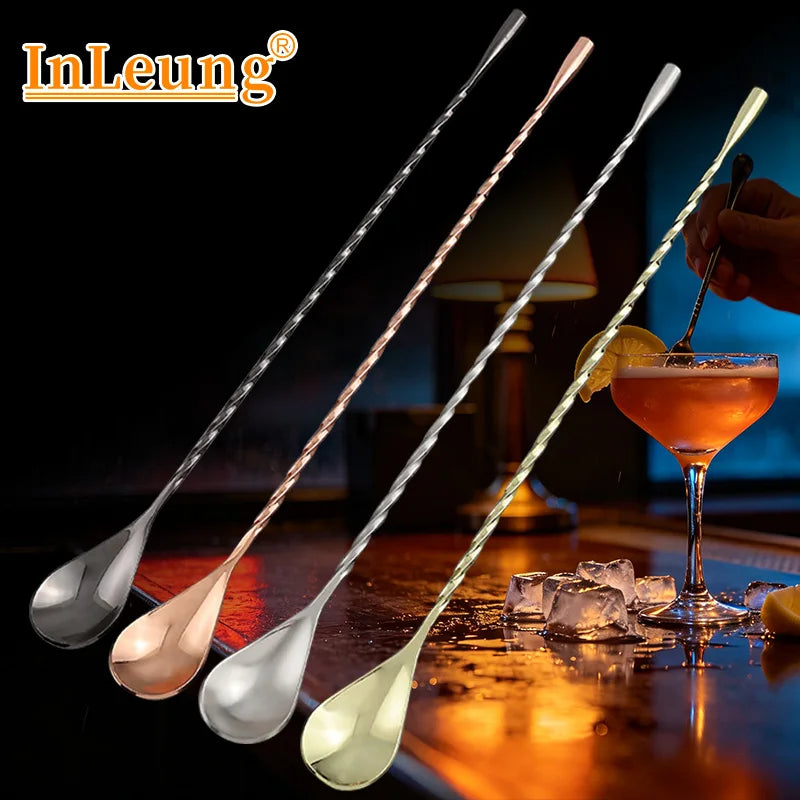 Stainless Steel Cocktail Stirring Spoon – Spiral Teardrop Bar Tool Cocktail Bar Spoon Axl