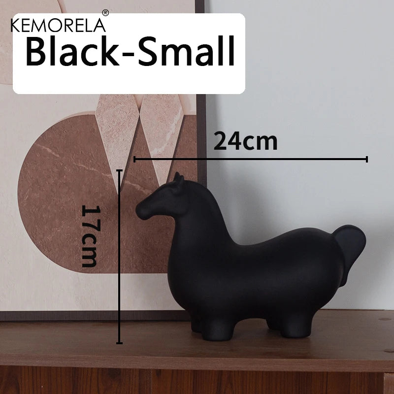 Nordic Ceramic Horse Ornament | Home & Office Decor Gift Ceramic Figurine Axl Black S