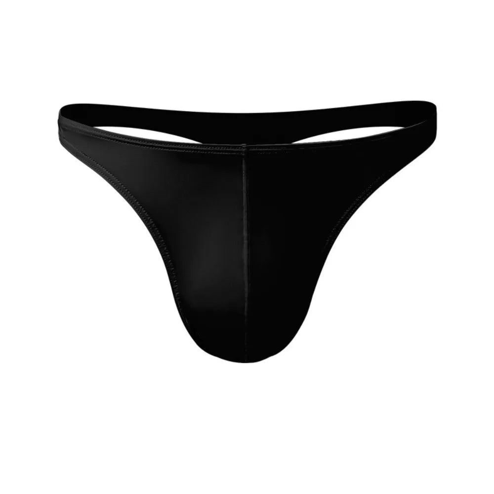 Men's Ice Silk Thong Underwear – Soft Low-Rise Nylon Briefs Men's Thong Underwear Axl Black 3XL