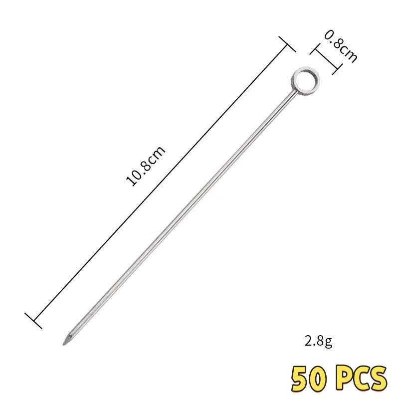 Stainless Steel 304 Cocktail Picks – Fruit Skewer Set 10/50/100 Cocktail Picks Axl Ring-shaped-50 PCS