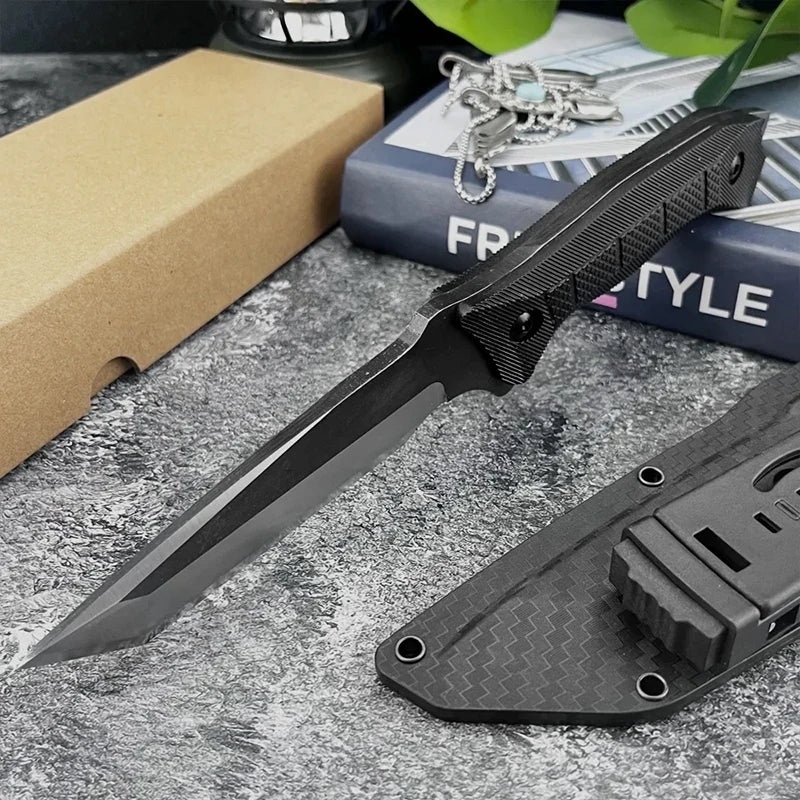 Portable Curved Fixed Blade Knife with Sheath | Stainless Steel Fixed Blade Knife Axl