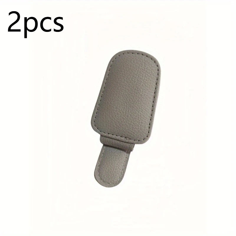 Magnetic PU Leather Car Visor Glasses Holder Clip Car Visor Organizer Axl Grey 2pcs