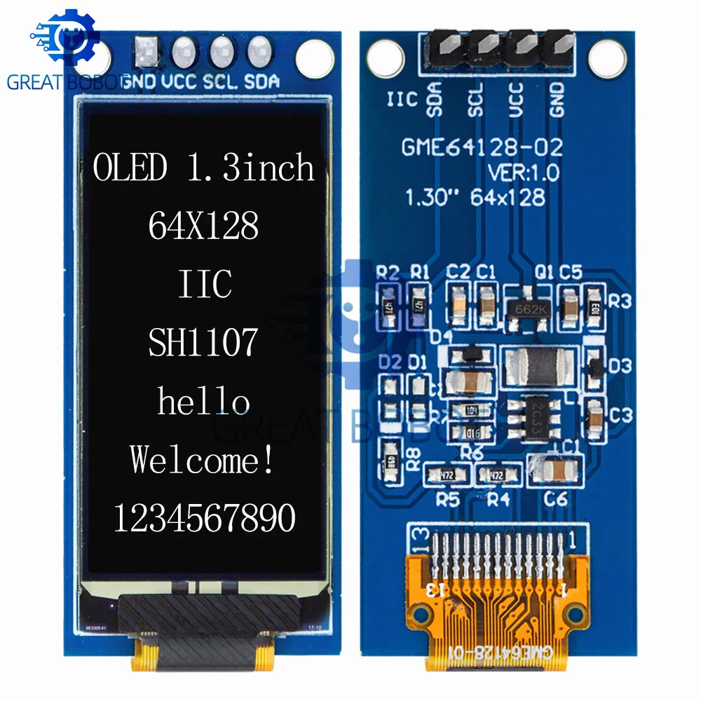 1.3" SH1107 OLED Display Module 128×64 for Arduino OLED Display Module Axl