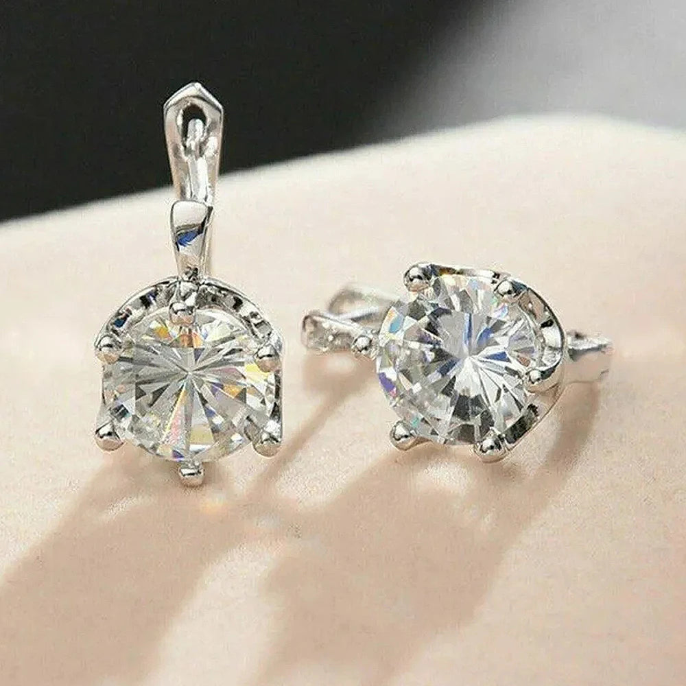Huitan U-Shape Hoop Earrings – Silver Cubic Zirconia Women Hoop Earrings Axl