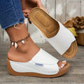 Women's Wedge Slippers – Open Toe Buckle Sandal Slides Wedge Sandal Slides Axl 41 WHITE