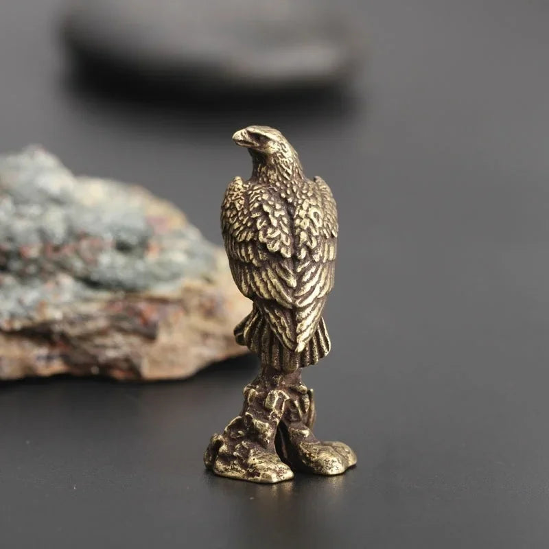 Vintage Brass Eagle Miniature Statue – Handmade Bird Figurine Decorative Figurine Axl