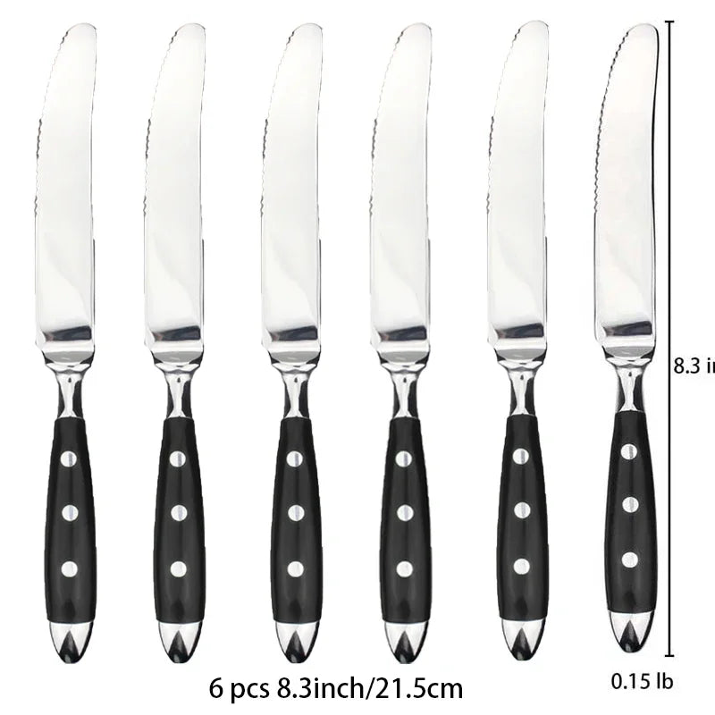 Western Stainless Steel Cutlery Set – Knives, Forks & Spoons Cutlery Flatware Set Axl 6 Pc Table knife