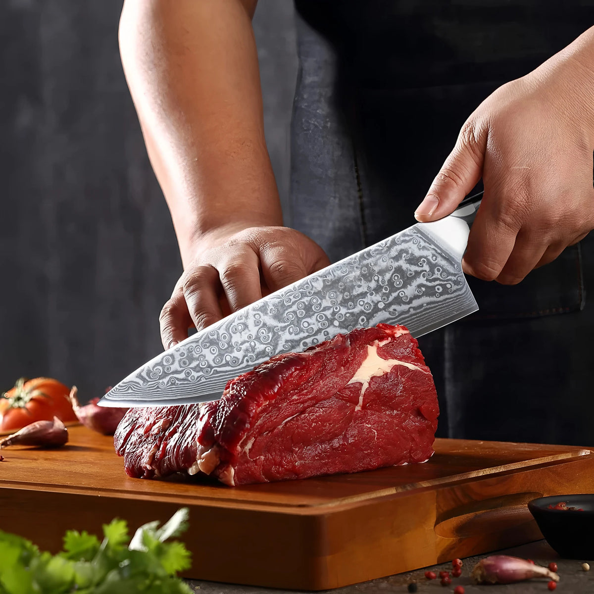 67-Layer Damascus Steel Chef Knife – Sharp Professional Kitchen Damascus Chef Knife Axl