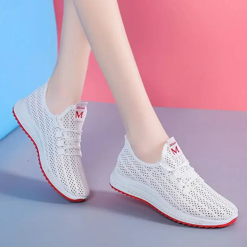 Women's Vulcanized Sneakers – Breathable Mesh Low-Top Shoes Women's Sneakers Axl