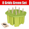 Silicone Popsicle Mold Set – Easy Release Ice Pop Maker & Sticks Popsicle Mold Set Axl New 8 Grid Green Set