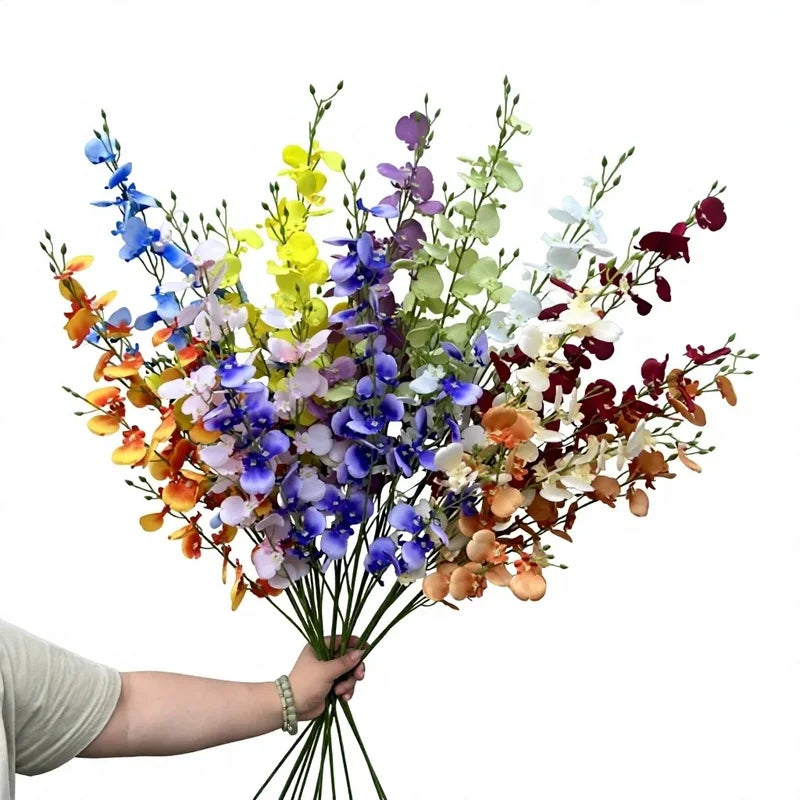 5-Pack Artificial Dancing Orchid Silk Flowers | Wedding & Home Decor Artificial Silk Flowers Axl