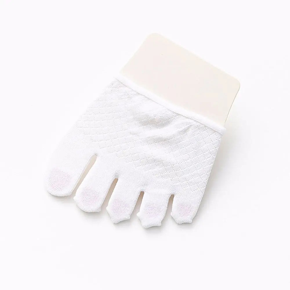 Women's Invisible Open Toe Non-Slip Mesh Cotton Socks Invisible Half Socks Axl white-full toes One Size