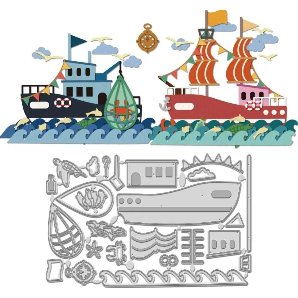 Sailing Ship Metal Cutting Dies – Nautical Scrapbooking Stencil Metal Cutting Die Axl AECH04-19528