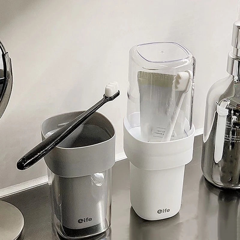 Portable Travel Toothbrush Cup with Lid | Mouthwash Cup Travel Toothbrush Cup Axl