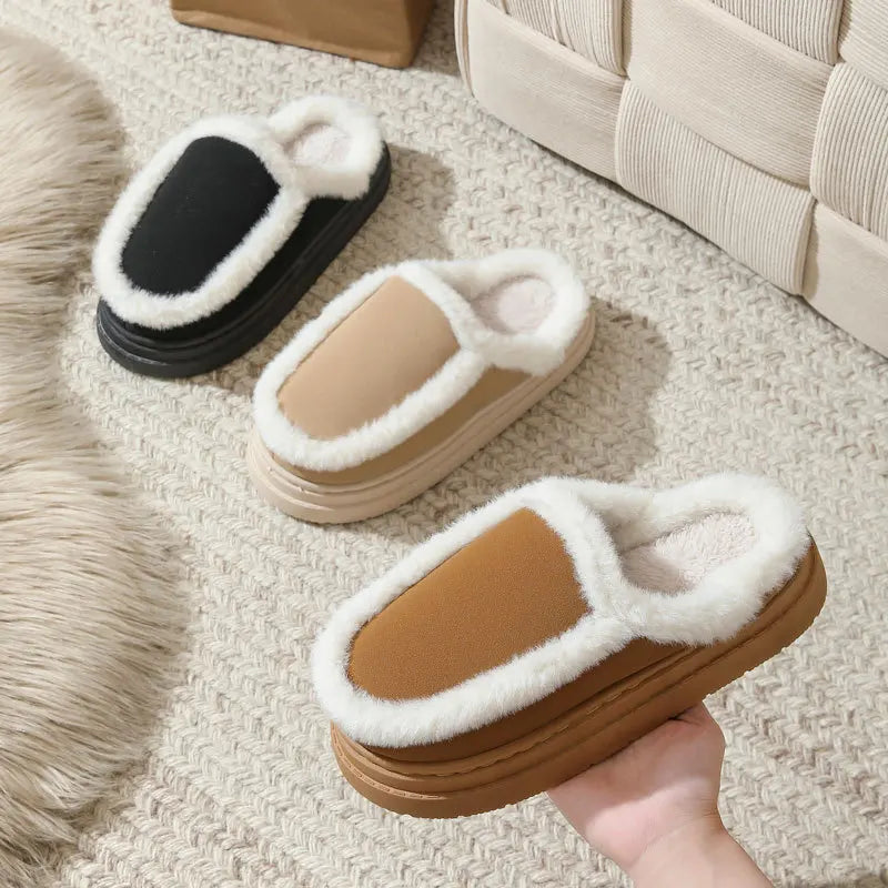 Women's Fluffy Plush Slippers – Plus Size Non-Slip Faux Suede Women's Plush Slippers Axl