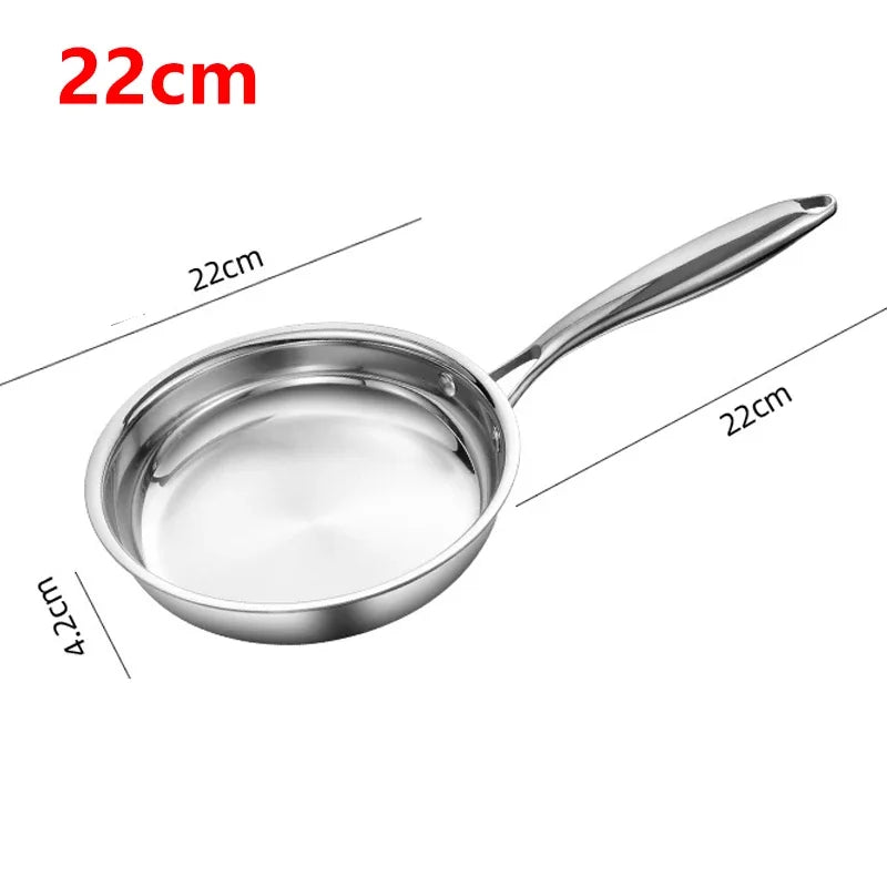 KEMORELA 304 Stainless Steel Uncoated Skillet | Multi-Size Stainless Steel Skillet Axl 22cm