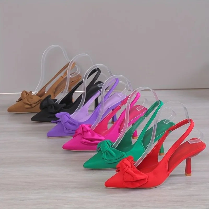 Women's Stiletto Heel Sandals with Bow – Suede, Sizes EU 33–45 Stiletto Heel Sandals Axl