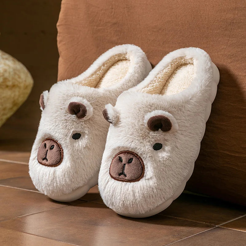 Women's Cute Cartoon Fur Slippers – Warm Non-Slip Indoor Slides Women's Fur Slippers Axl White 40-41
