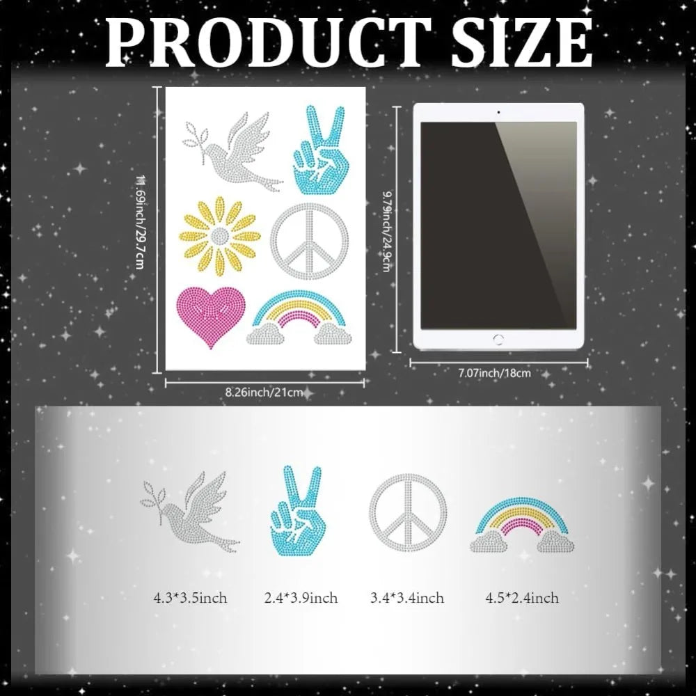 Glass Rhinestone Iron-On Applique Patch – Peace & Floral Iron-On Applique Patch Axl
