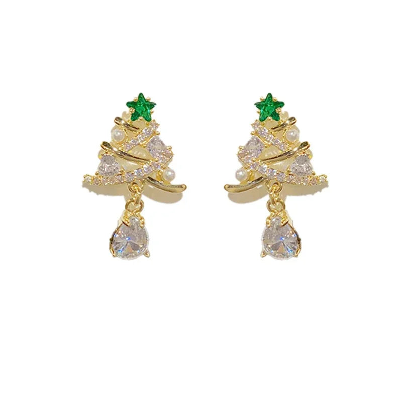 Huitan Christmas Tree Dangle Earrings – Gold Drop Earrings Dangle Earrings Axl