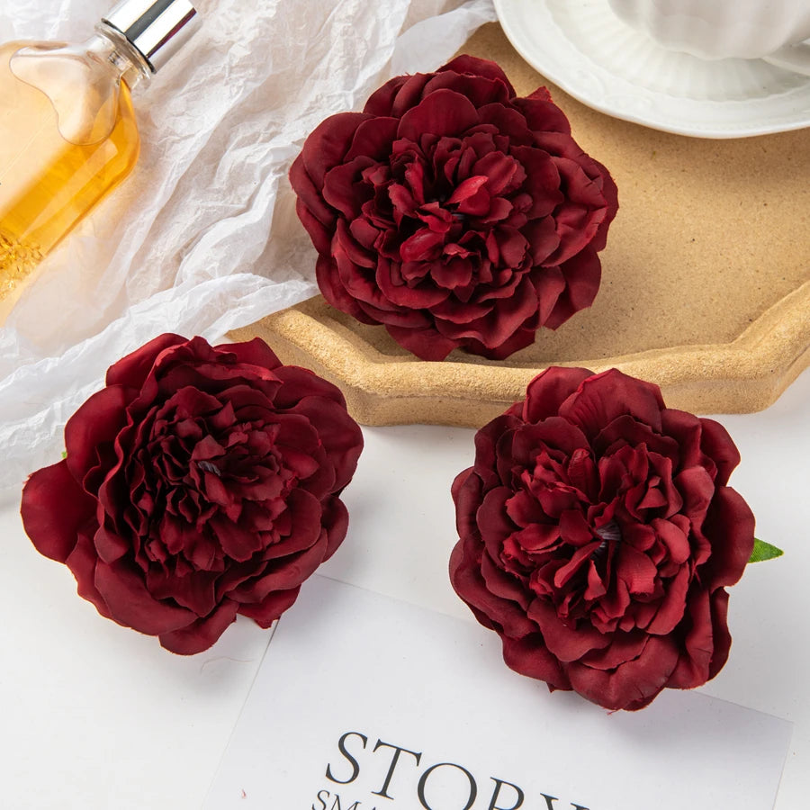 Silk Dahlia Peony Artificial Flowers 5/10 Pcs – Wedding Decor Artificial Flowers Axl Red 5pieces