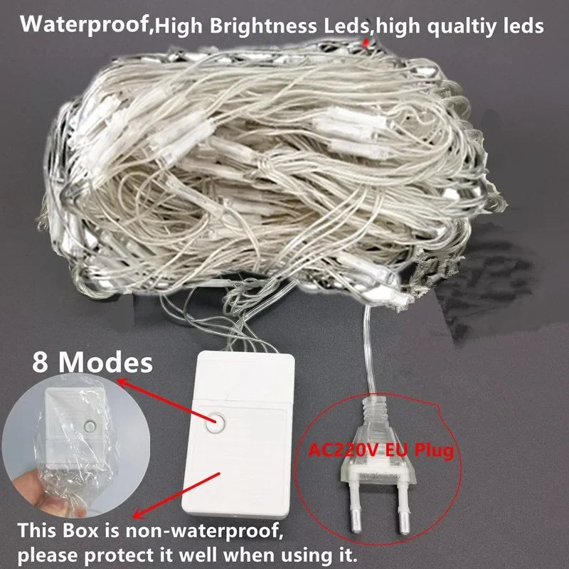 LED Net Mesh String Lights 8 Modes – Christmas Garden Decor LED Net String Lights Axl