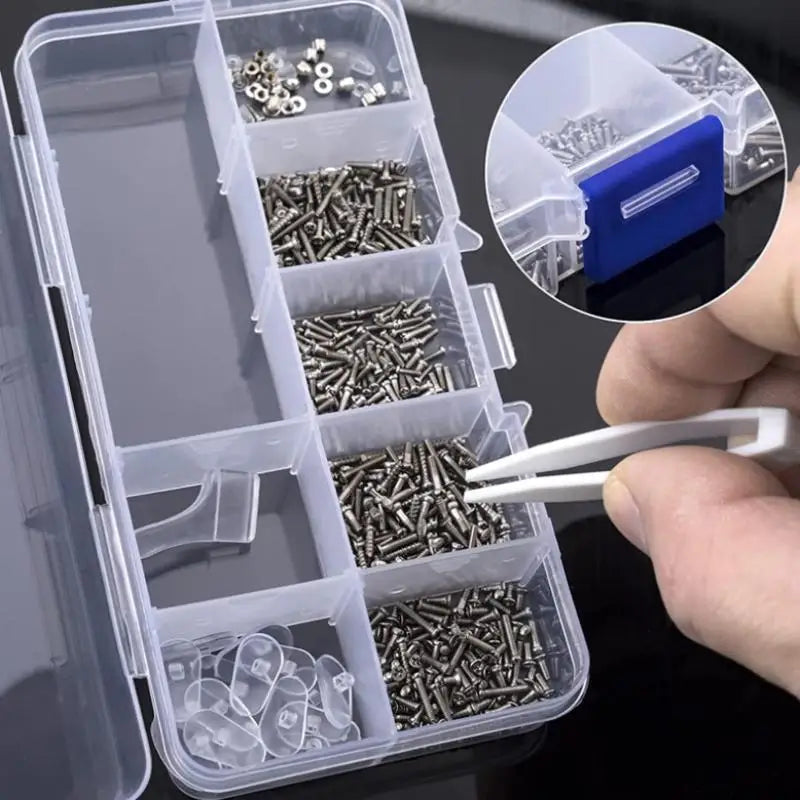500-Piece Eyeglass Repair Kit – Screws, Nose Pads & Screwdriver Eyeglass Repair Kit Axl
