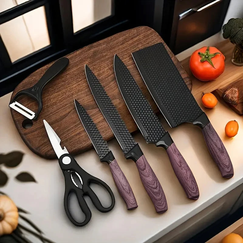 6-Piece Stainless Steel Kitchen Knife Set – Diamond Pattern Kitchen Knife Set Axl