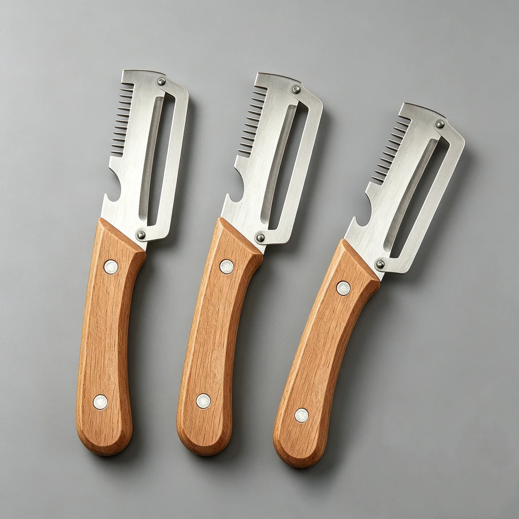 3-Piece Wooden Handle Stainless Steel Vegetable Peeler Set Vegetable Peeler Set Axl 3pcs-ms