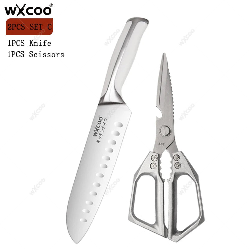 Stainless Steel Kitchen Knife Set – Santoku, Cleaver & Chef Kitchen Knife Set Axl 2PCS SET C