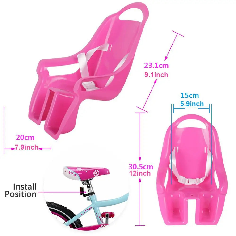 Girls Bike Doll Seat Carrier with DIY Decals – Pink & Purple Doll Bike Seat Axl Pink
