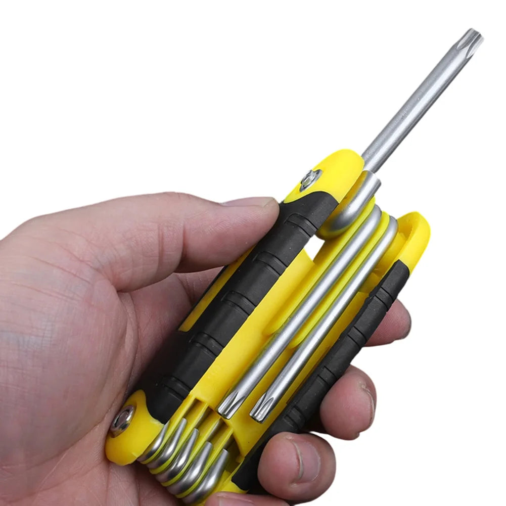 8-in-1 Folding Hex Key Wrench Set – Metric Chrome Vanadium Folding Wrench Set Axl