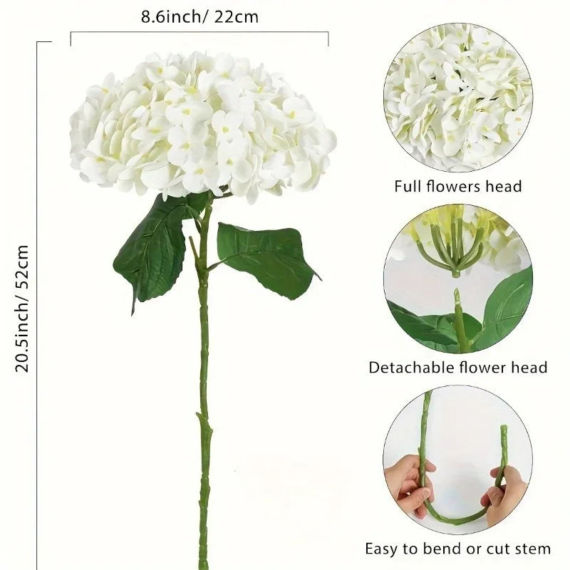 3D Real Touch Artificial Hydrangea Branch – Home & Wedding Decor Artificial Flower Branch Axl
