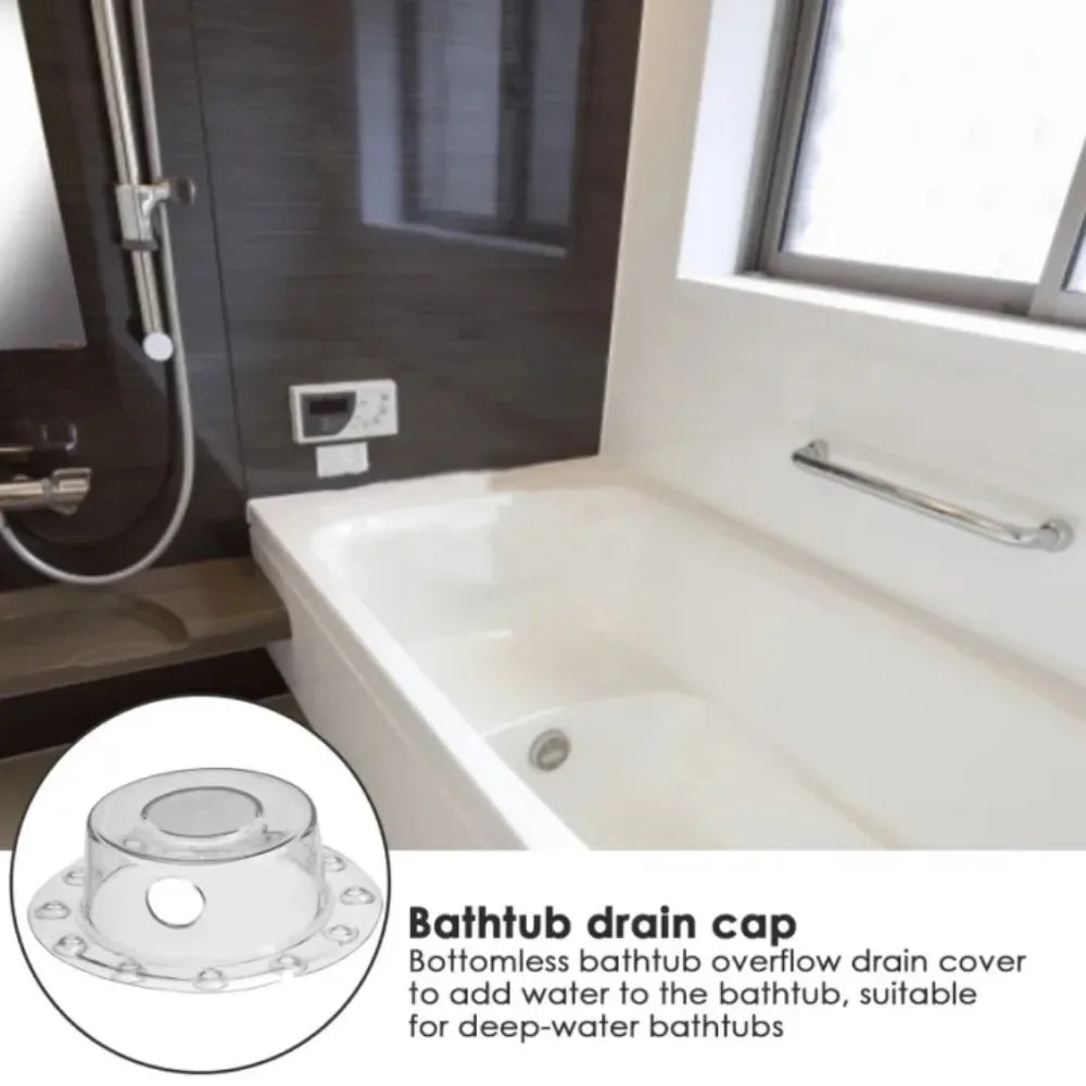 PVC Bathtub Overflow Drain Cover – Deep Bath Water Extender Overflow Drain Cover Axl