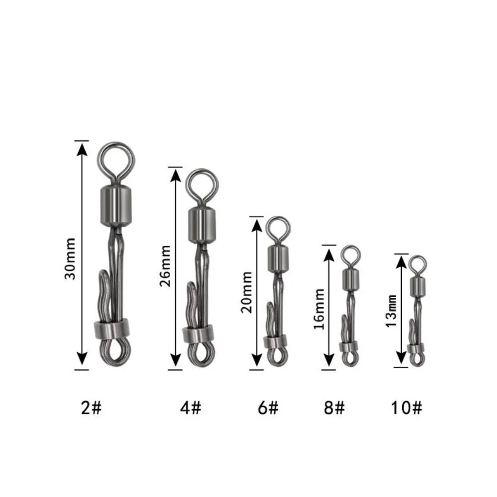 Rolling Swivel with Lock Snap – 10 Pcs Fishing Connectors Fishing Swivel Connector Axl