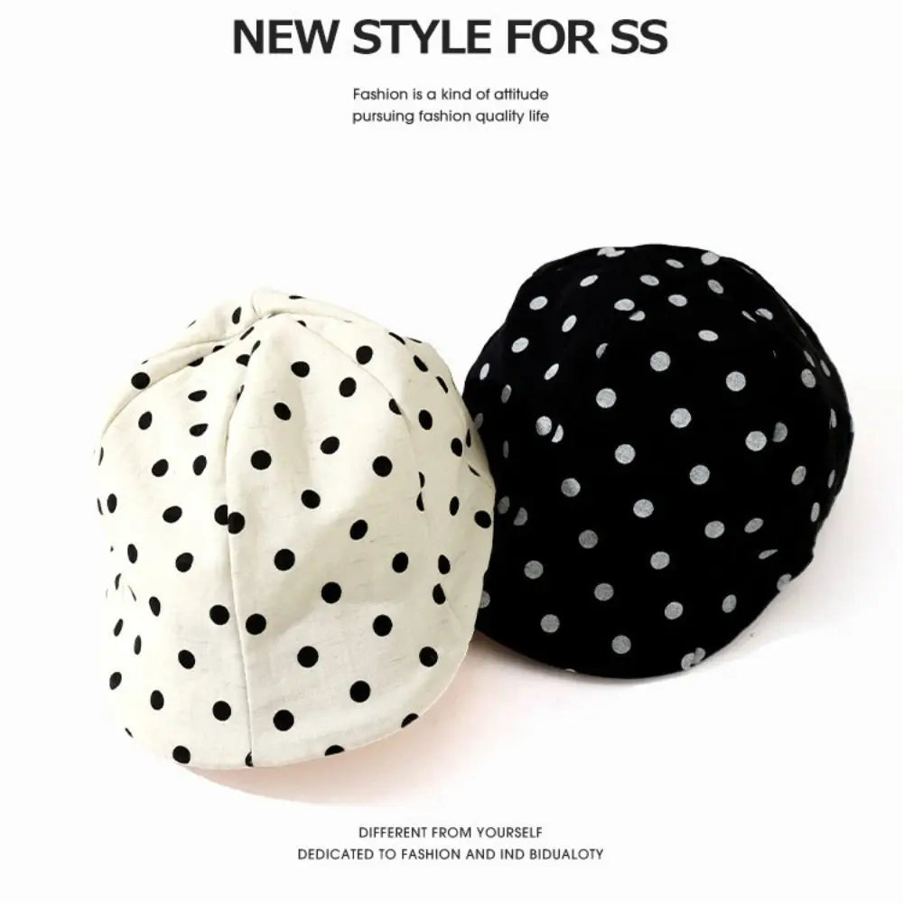 Retro Y2K Polka Dot Beret – Korean Style Newsboy Cap Women's Beret Hat Axl