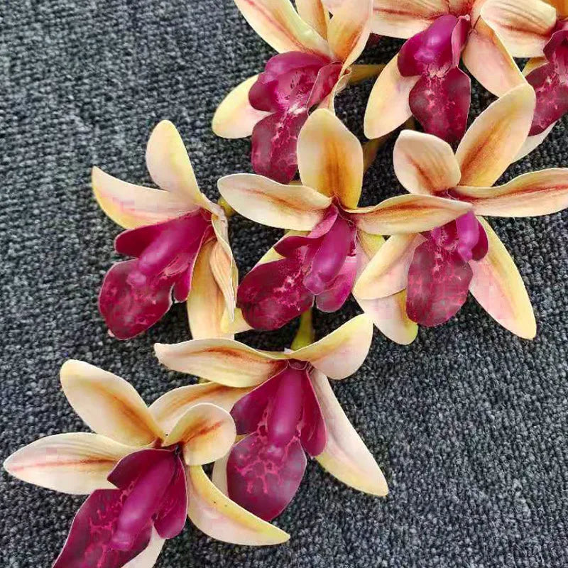 Artificial 9-Head Orchid Flower Branch | Real Touch Latex 77cm Artificial Flower Branch Axl