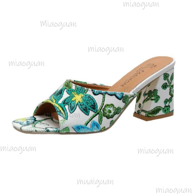 Women's Chunky Heel Roman Sandals – Open Toe Slip-On Pumps Heeled Sandals Axl