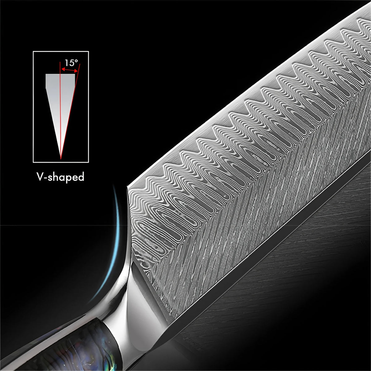 Nakiri Knife 67-Layer Damascus Steel & Abalone Shell Handle Damascus Nakiri Knife Axl