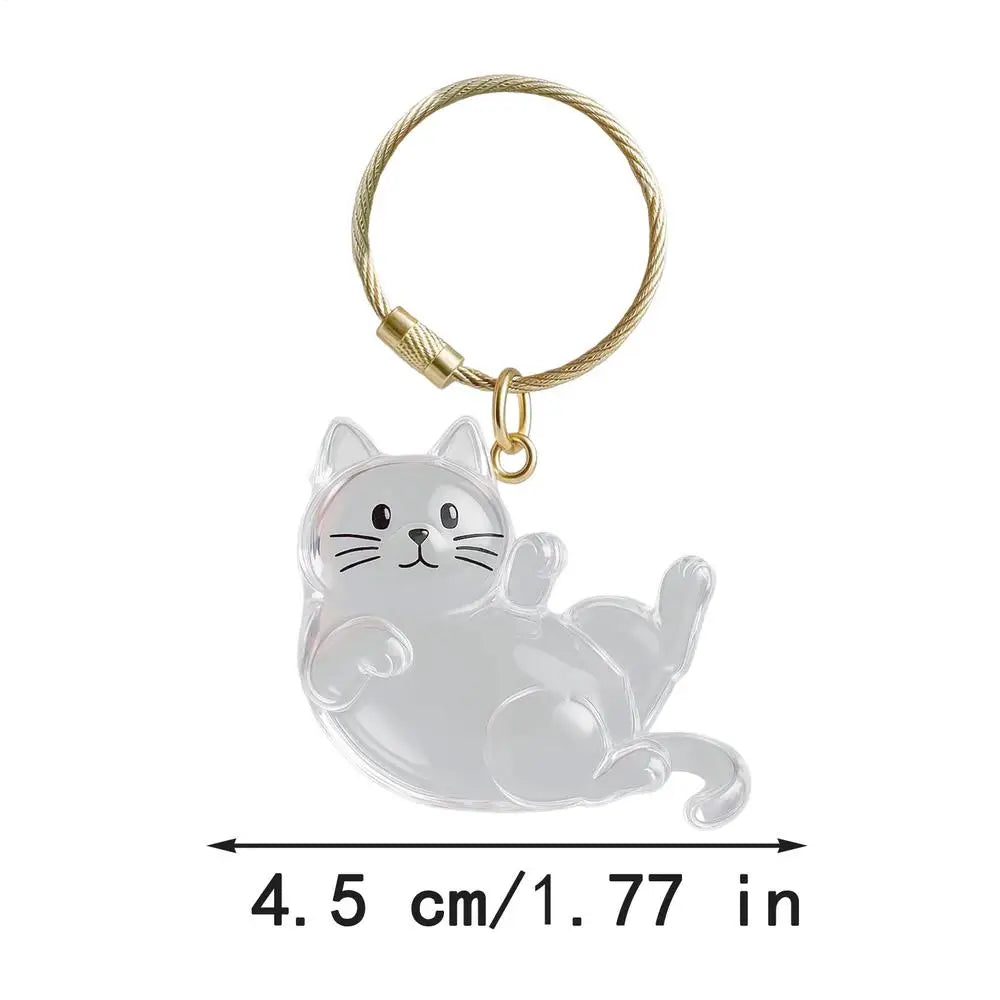 Pet Hair Keepsake Keychain – Transparent Cat Fur Storage Charm Pet Keepsake Charm Axl Lying cat