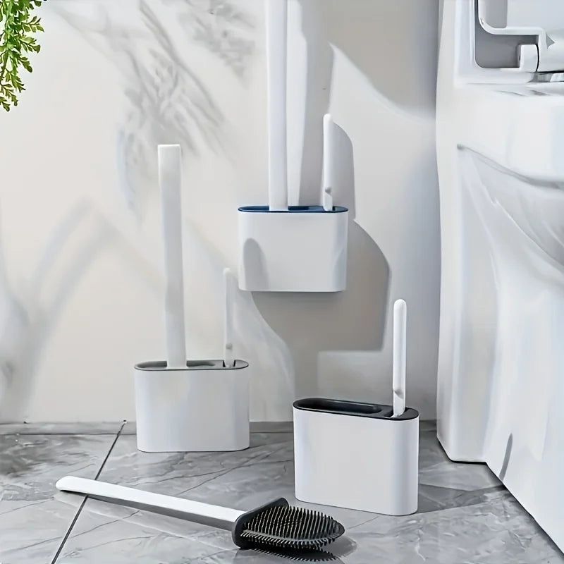 Wall-Mounted Silicone Toilet Brush Set – 2 Brushes + Holder Toilet Brush Set Axl Navy Blue