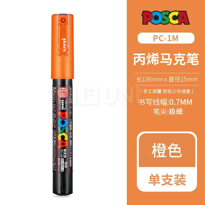 Uni POSCA Acrylic Paint Markers PC-1M 3M 5M – Multi-Colour Acrylic Paint Markers Axl PC-1M Orange