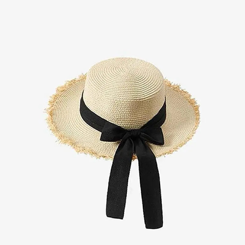 Women's Wide Brim Straw Hat – French Style Beach Sun Hat Women's Straw Hat Axl A7