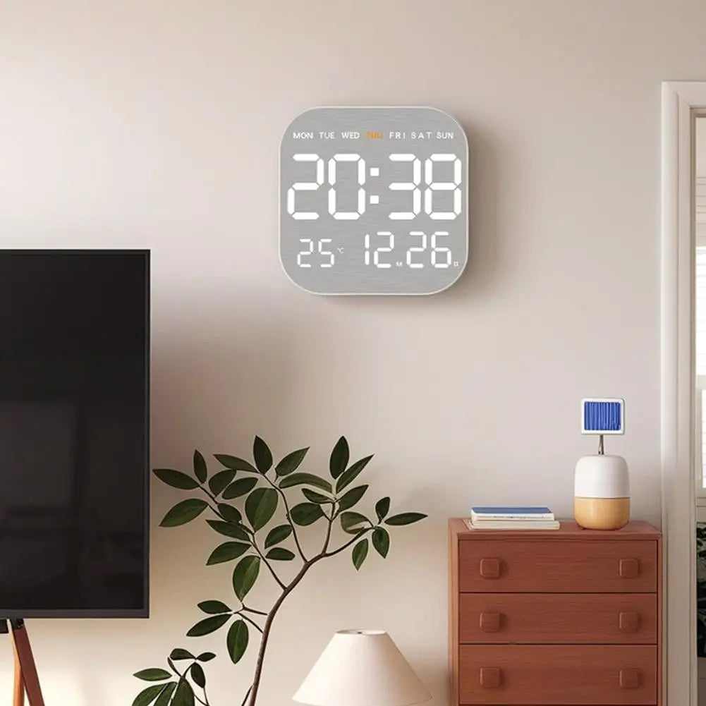 Silent LED Wall Clock – Time, Date & Temp Display | Modern Decor LED Wall Clock Axl