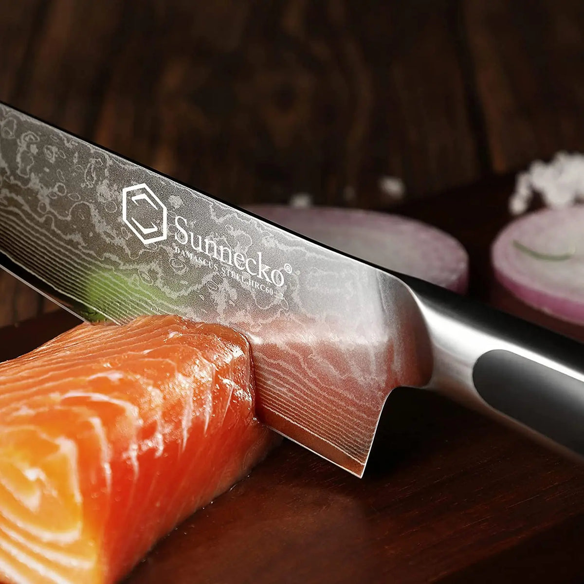 Sunnecko Damascus Steel Chef Knife – 67-Layer VG10 Japanese Damascus Kitchen Knife Axl