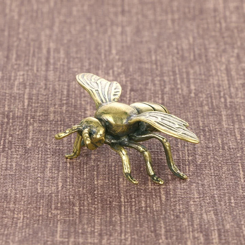 Solid Brass Honeybee Figurine – Miniature Tea Pet Desk Ornament Brass Figurine Axl