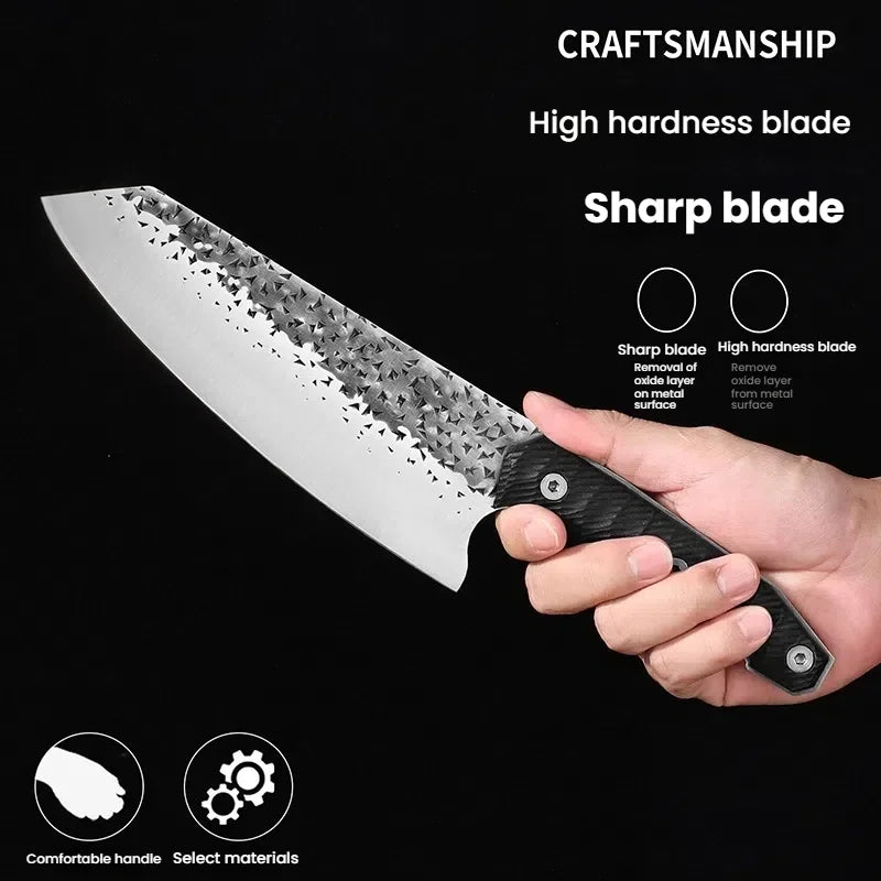 7" Chef's Knife – 4Cr13Mov Steel, Black PAKKA Handle Chef's Knife Axl
